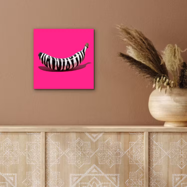 Aluminium schilderij - Banaan - Zebraprint - Roze — 5