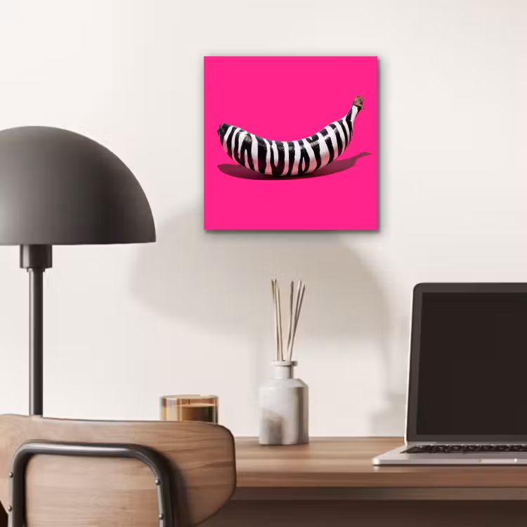 Aluminium schilderij - Banaan - Zebraprint - Roze — 6