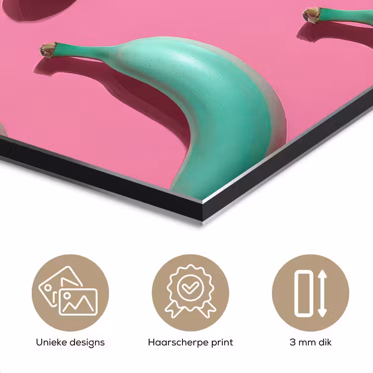 Aluminium schilderij - Bananen - Patroon - Blauw - Roze — 7