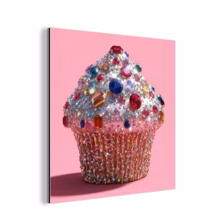 Aluminium schilderij - Cupcake - Kleurrijk - Edelstenen — 1