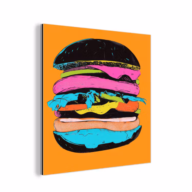 Aluminium schilderij - Hamburger - Kleurrijk - Speels — 1