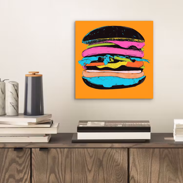 Aluminium schilderij - Hamburger - Kleurrijk - Speels — 2