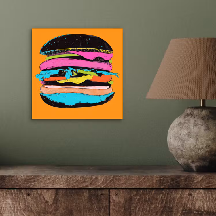 Aluminium schilderij - Hamburger - Kleurrijk - Speels — 3