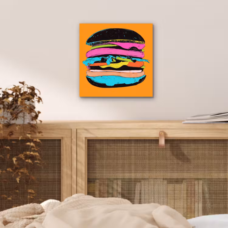 Aluminium schilderij - Hamburger - Kleurrijk - Speels — 4