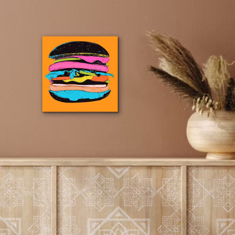 Aluminium schilderij - Hamburger - Kleurrijk - Speels — 5