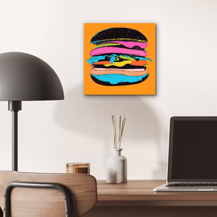 Aluminium schilderij - Hamburger - Kleurrijk - Speels — 6