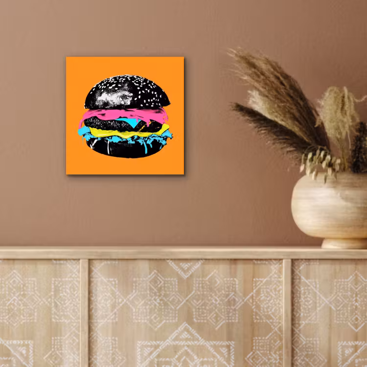 Aluminium schilderij - Hamburger - Oranje - Neon - popart — 5