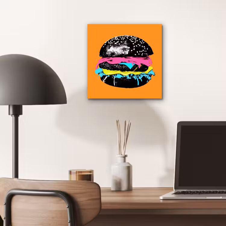 Aluminium schilderij - Hamburger - Oranje - Neon - popart — 6