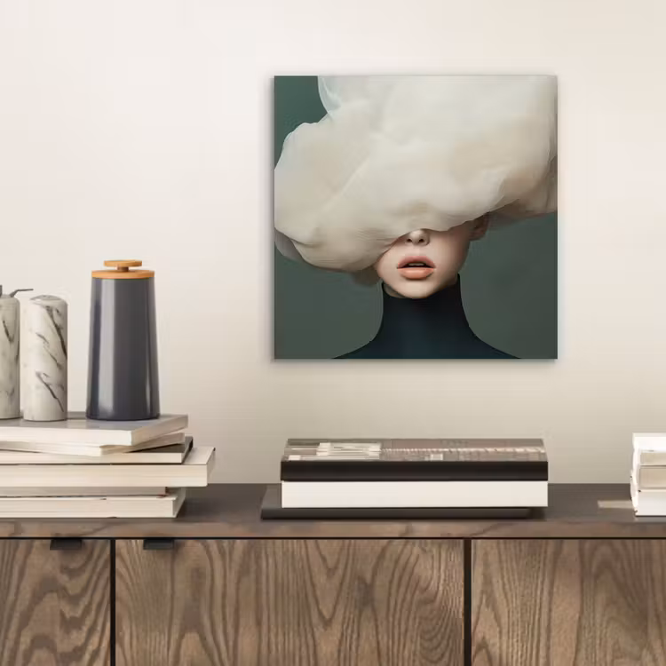 Aluminium schilderij - Hoed - Vrouw - Beige — 2
