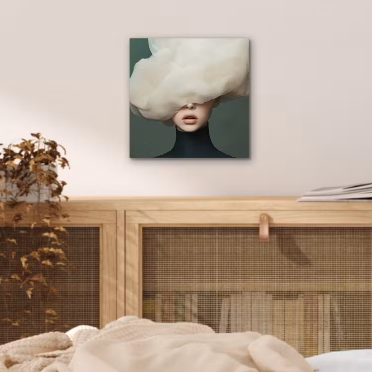 Aluminium schilderij - Hoed - Vrouw - Beige — 4