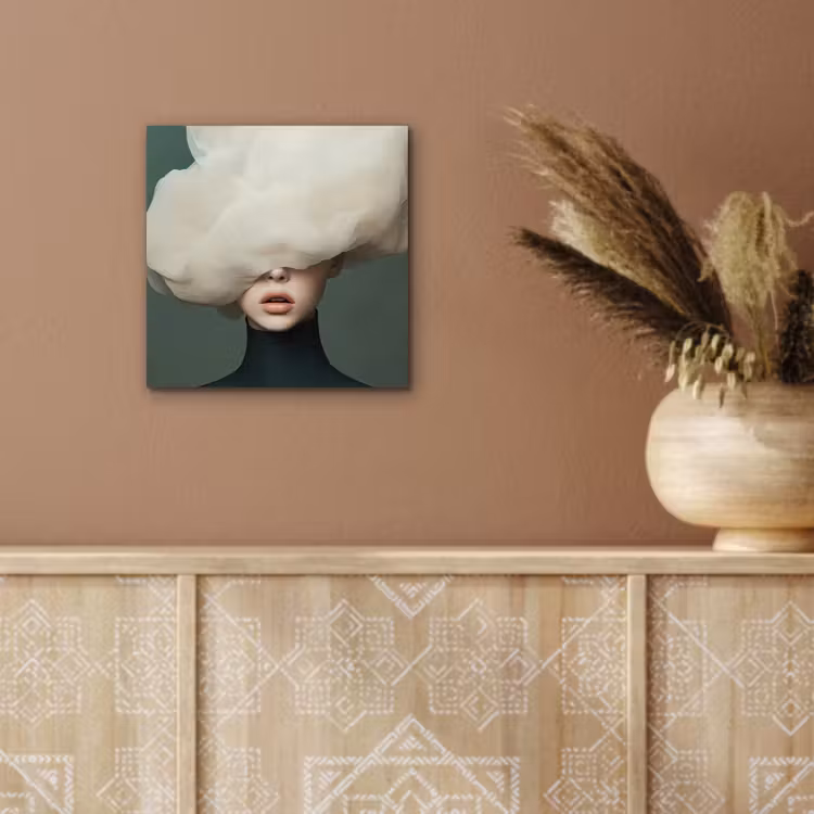 Aluminium schilderij - Hoed - Vrouw - Beige — 5