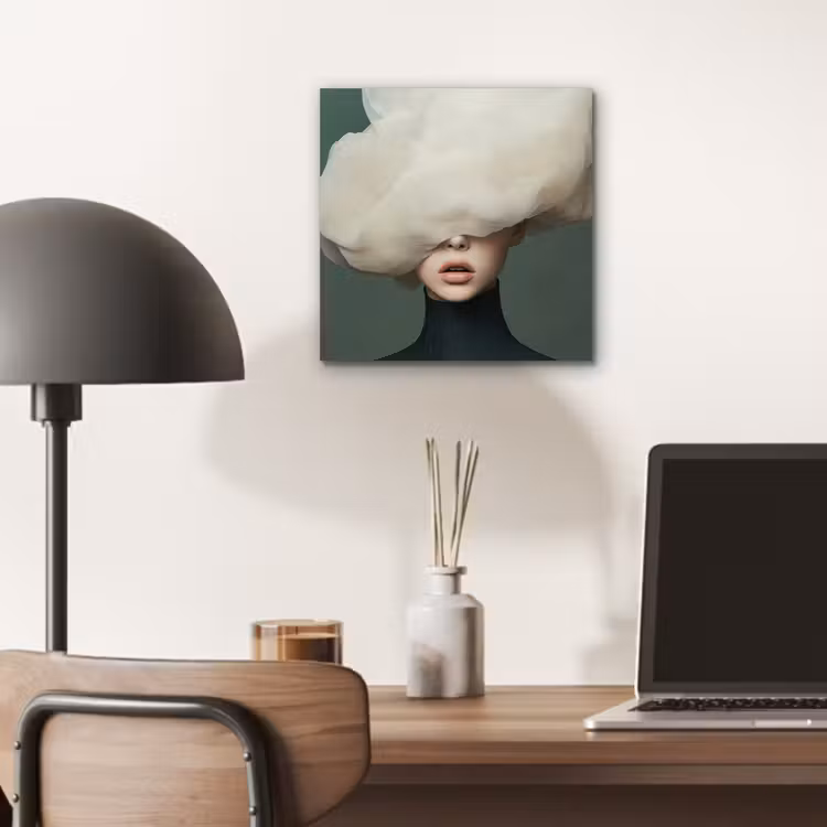 Aluminium schilderij - Hoed - Vrouw - Beige — 6