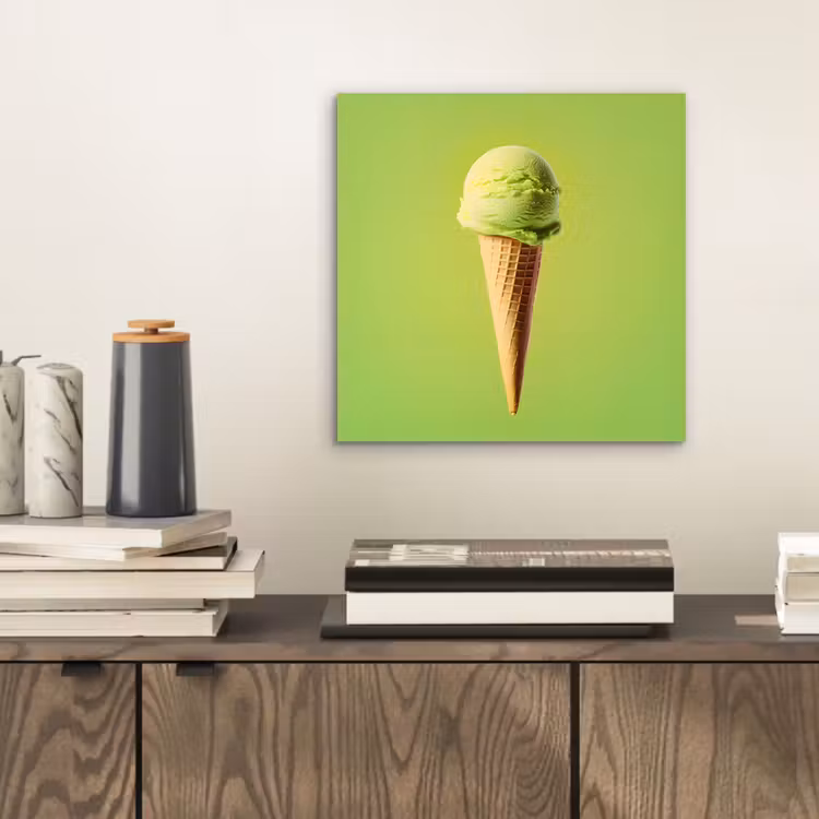 Aluminium schilderij - Hoorntje - Schepijs - Groen — 2