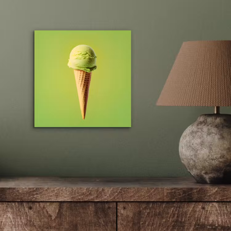 Aluminium schilderij - Hoorntje - Schepijs - Groen — 3
