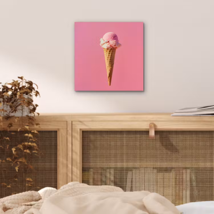Aluminium schilderij - Hoorntje - Schepijs - Roze — 4