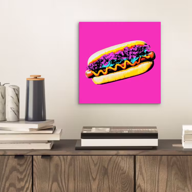Aluminium schilderij - Hotdog - Roze - Retro — 2