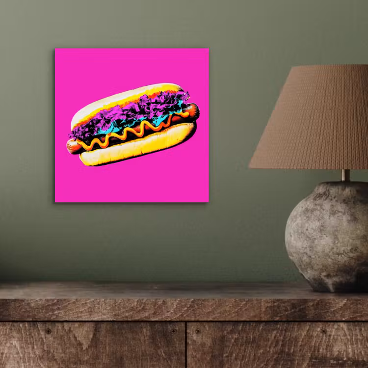 Aluminium schilderij - Hotdog - Roze - Retro — 3