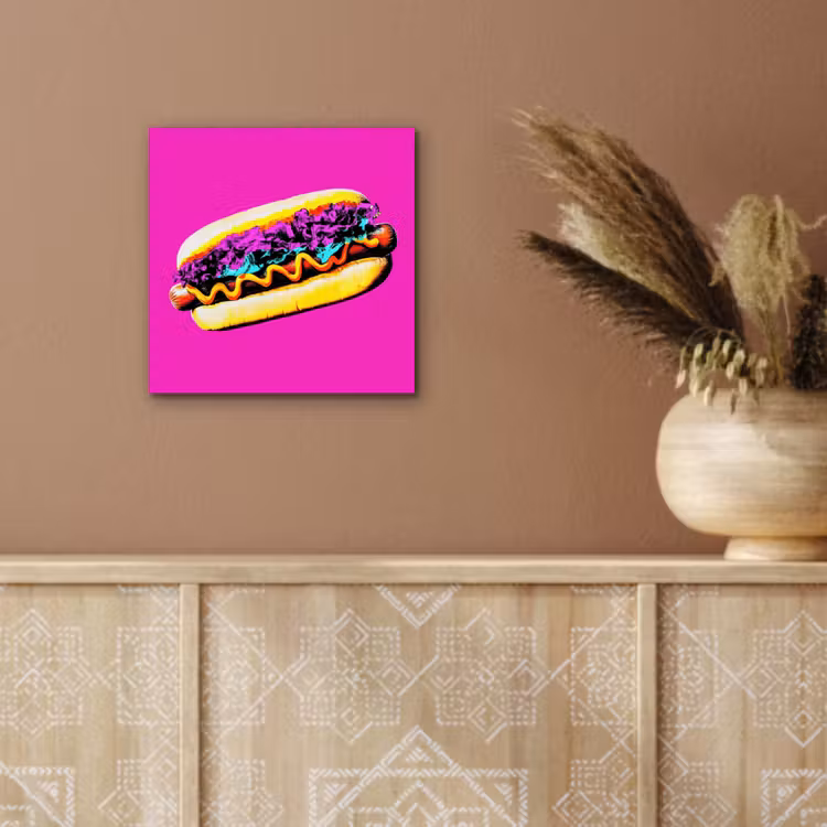 Aluminium schilderij - Hotdog - Roze - Retro — 5