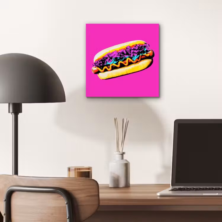 Aluminium schilderij - Hotdog - Roze - Retro — 6