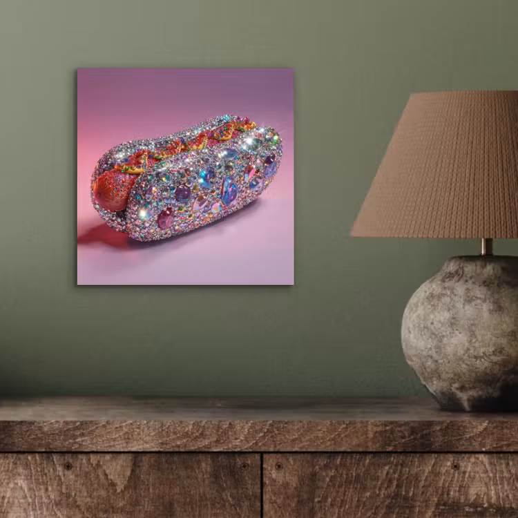 Aluminium schilderij - Hotdog - Steentjes - Glitters - Paars — 3