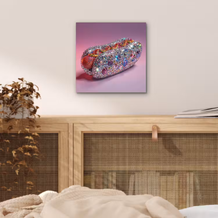 Aluminium schilderij - Hotdog - Steentjes - Glitters - Paars — 4
