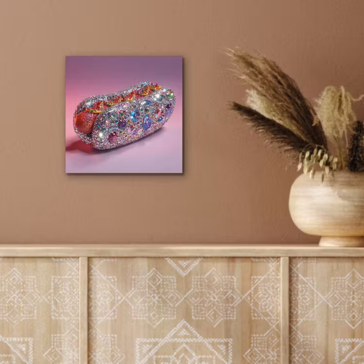 Aluminium schilderij - Hotdog - Steentjes - Glitters - Paars — 5