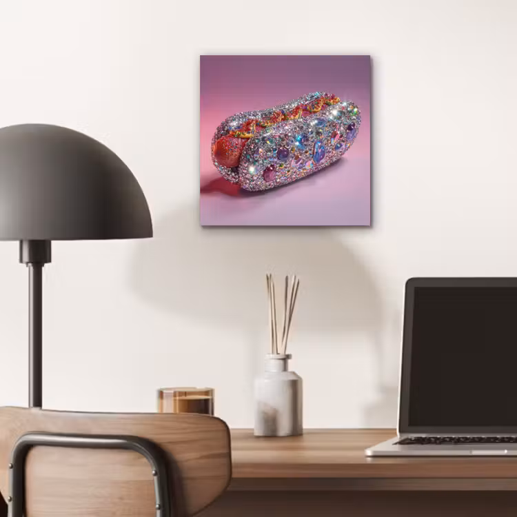 Aluminium schilderij - Hotdog - Steentjes - Glitters - Paars — 6