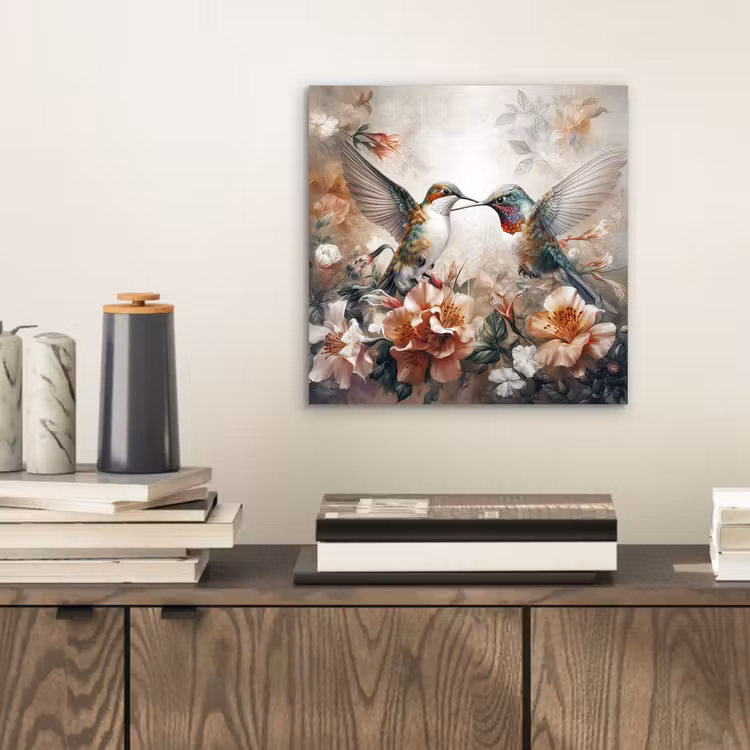 Aluminium schilderij - Kolibrie - Vogels - Bloemen - Natuur — 2