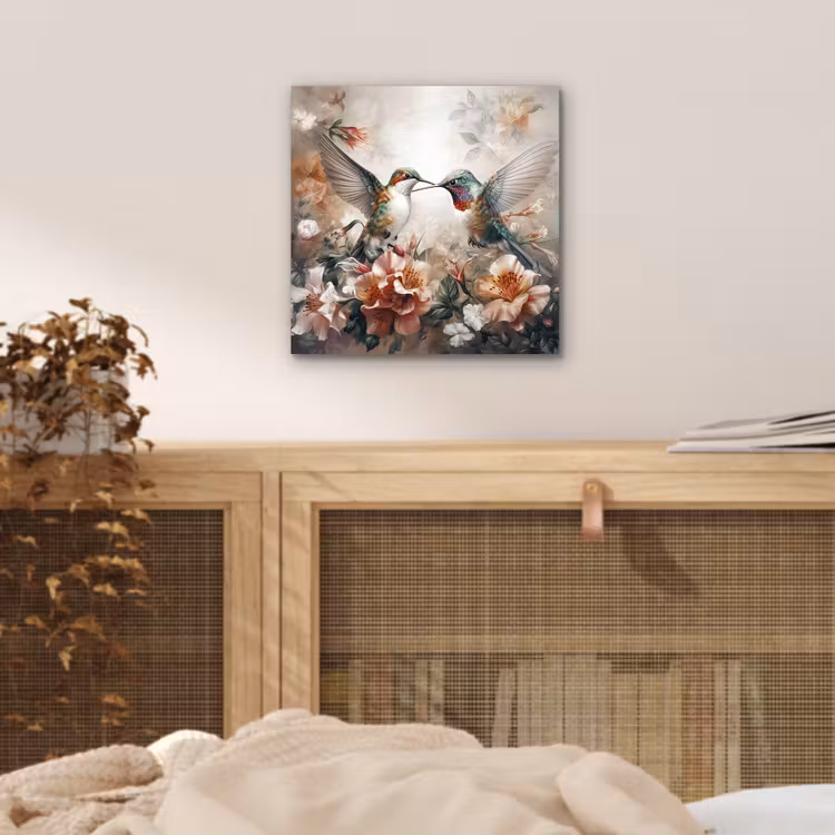 Aluminium schilderij - Kolibrie - Vogels - Bloemen - Natuur — 4