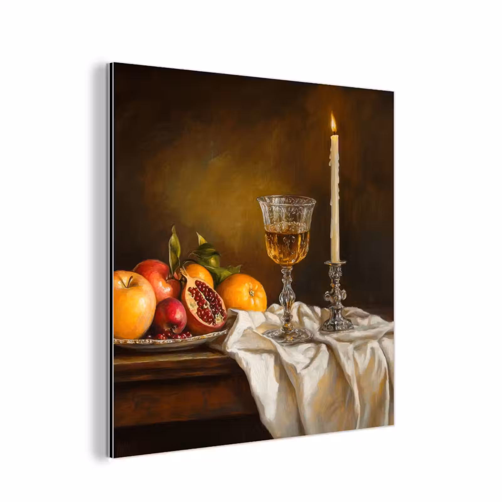 Aluminium schilderij - Fruit - Stilleven - Wijn - Kaars — 1