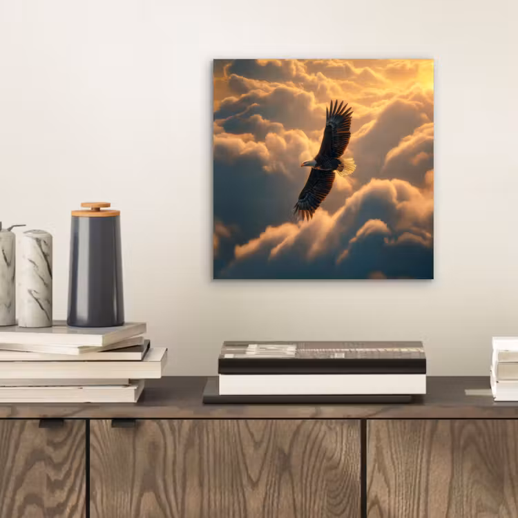 Aluminium schilderij - Adelaar - Wolken - Zon — 2