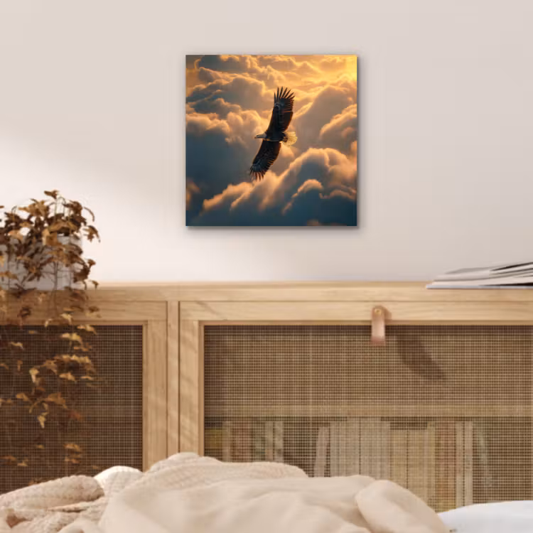 Aluminium schilderij - Adelaar - Wolken - Zon — 4