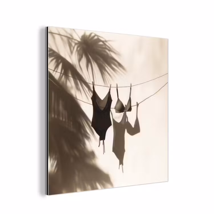 Aluminium schilderij - Badkleding - Palmbomen - Schaduw - Tropisch — 1