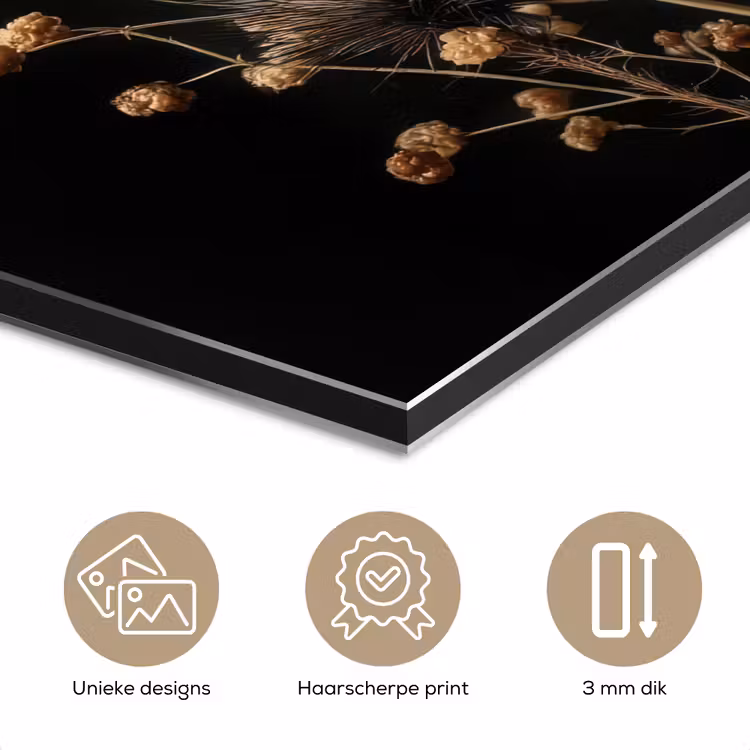 Aluminium schilderij - Boeket - Bloemen - Licht - Zwart — 7