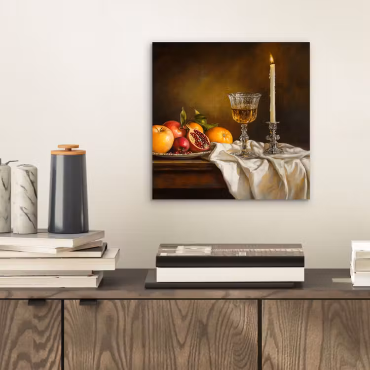 Aluminium schilderij - Fruit - Stilleven - Wijn - Kaars — 2