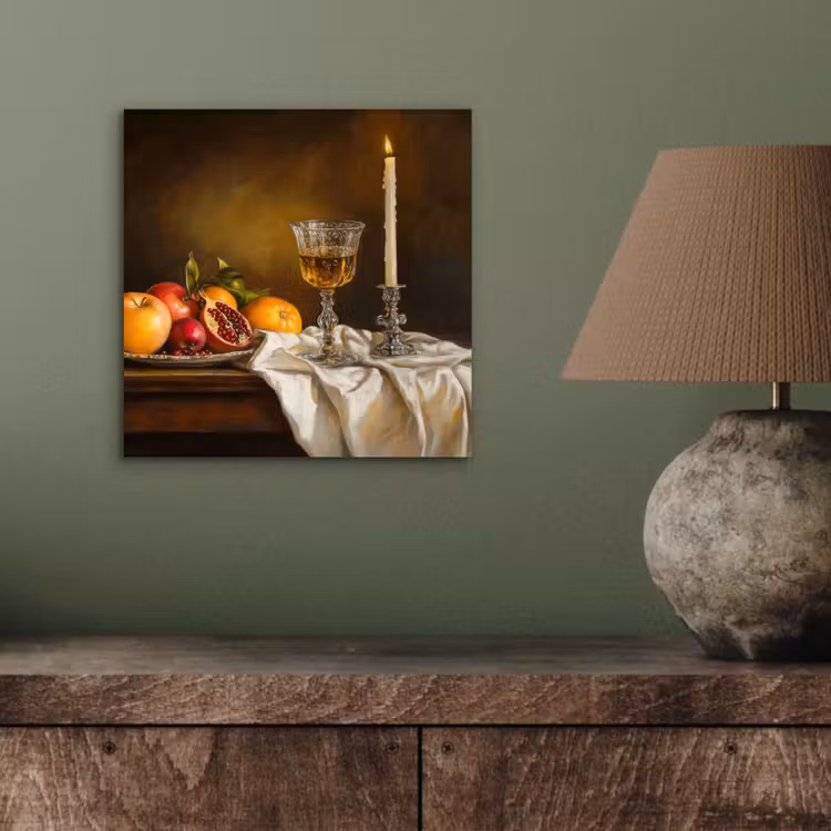 Aluminium schilderij - Fruit - Stilleven - Wijn - Kaars — 3