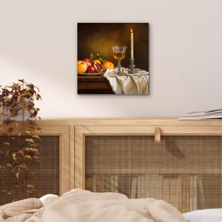 Aluminium schilderij - Fruit - Stilleven - Wijn - Kaars — 4
