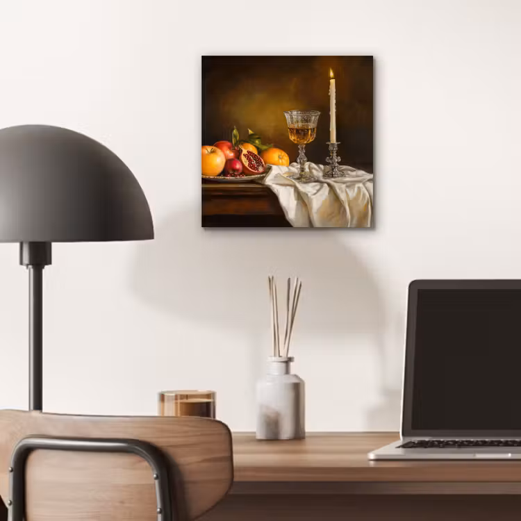 Aluminium schilderij - Fruit - Stilleven - Wijn - Kaars — 6