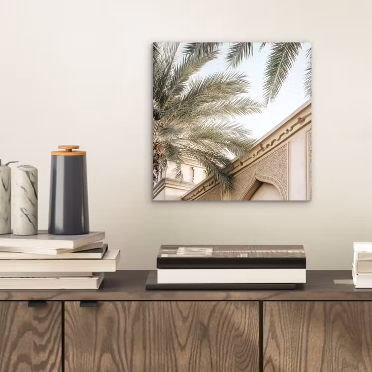 Aluminium schilderij - Gebouw - Palmbomen - Beige - Zon — 2
