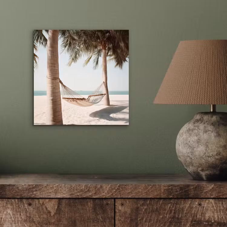 Aluminium schilderij - Hangmat - Palmbomen - Strand - Zee — 3