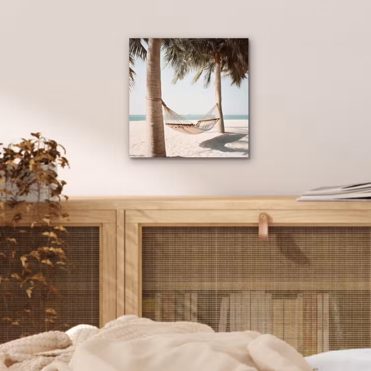 Aluminium schilderij - Hangmat - Palmbomen - Strand - Zee — 4