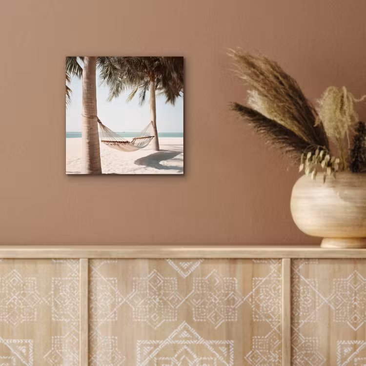 Aluminium schilderij - Hangmat - Palmbomen - Strand - Zee — 5