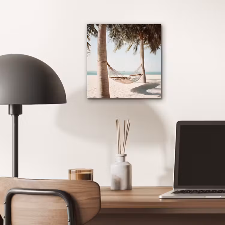 Aluminium schilderij - Hangmat - Palmbomen - Strand - Zee — 6
