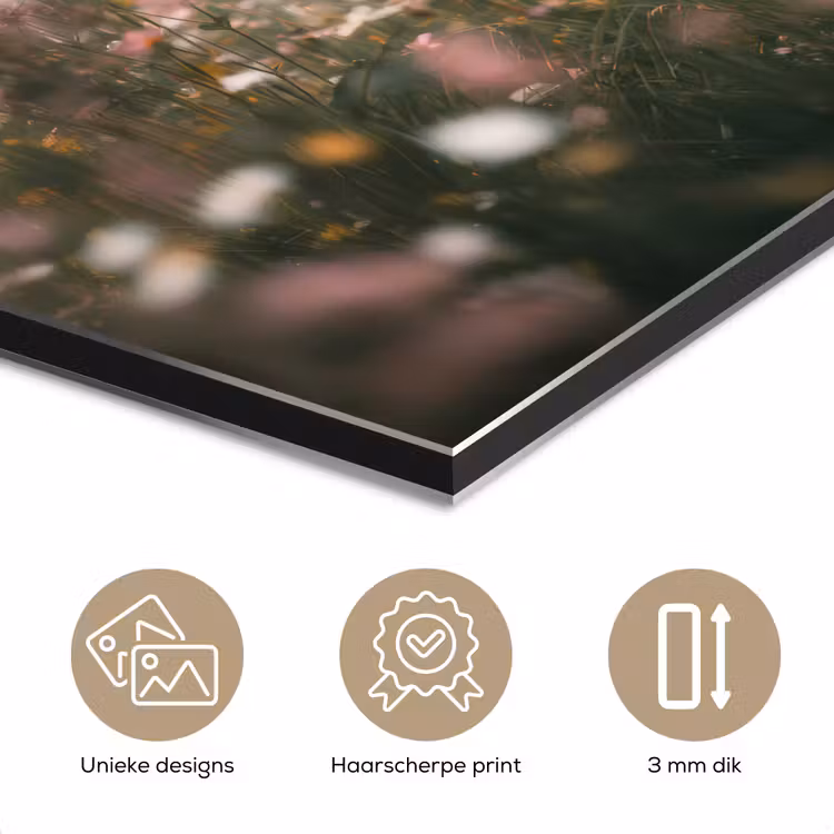 Aluminium schilderij - Hert - Wilde bloemen - Bos — 7