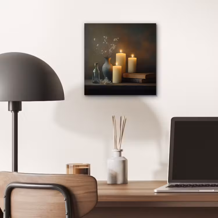 Aluminium schilderij - Kaarsen - Stilleven - Rustiek - Boeken — 6