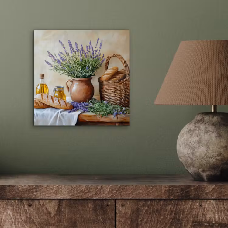 Aluminium schilderij - Lavendel - Brood - Stilleven — 3