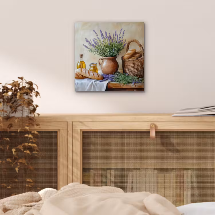 Aluminium schilderij - Lavendel - Brood - Stilleven — 4