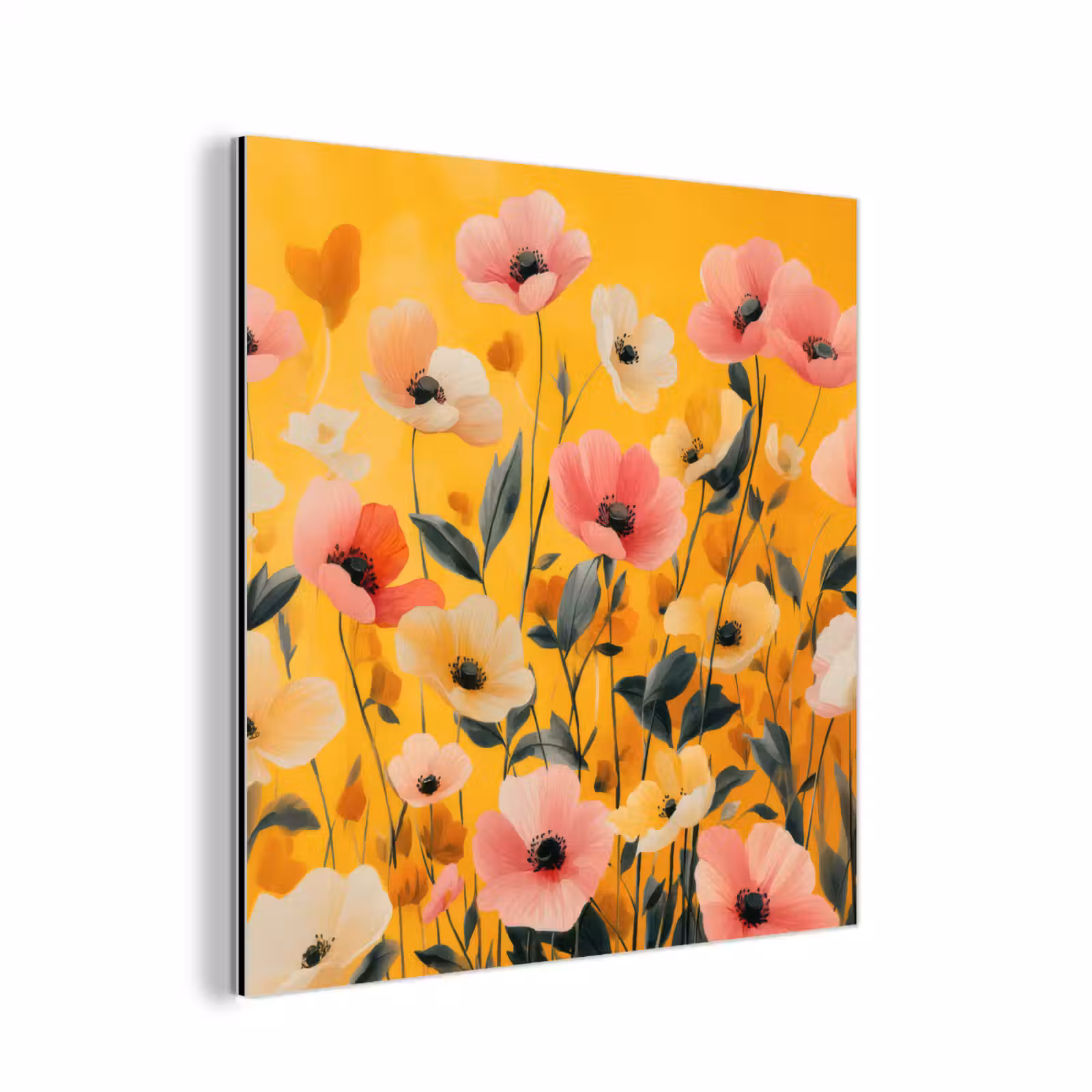 Aluminium schilderij - Bloemen - Veld - Geel — 1