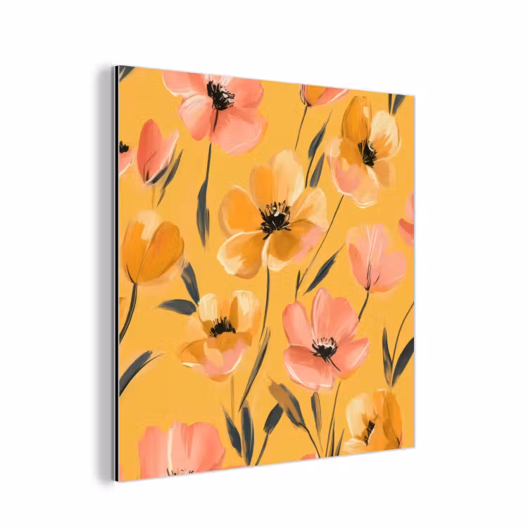 Aluminium schilderij - Bloemen - Geschilderd - Geel — 1