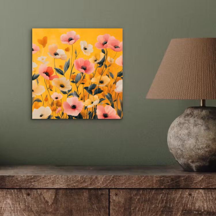 Aluminium schilderij - Bloemen - Veld - Geel — 3